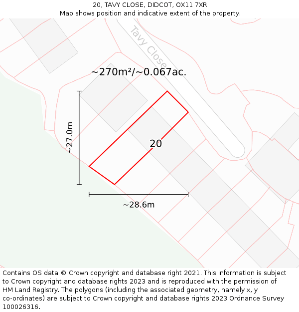20, TAVY CLOSE, DIDCOT, OX11 7XR: Plot and title map