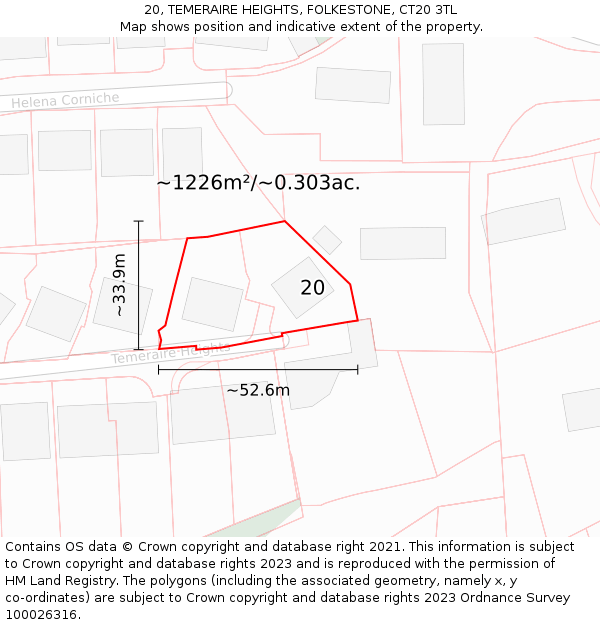 20, TEMERAIRE HEIGHTS, FOLKESTONE, CT20 3TL: Plot and title map