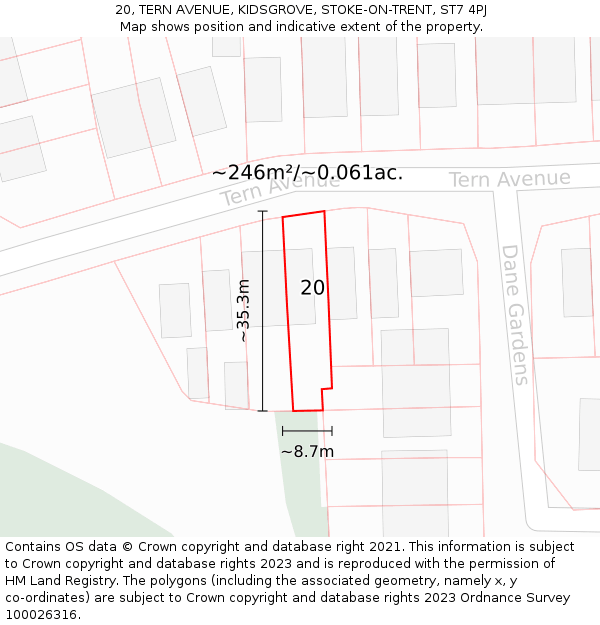 20, TERN AVENUE, KIDSGROVE, STOKE-ON-TRENT, ST7 4PJ: Plot and title map