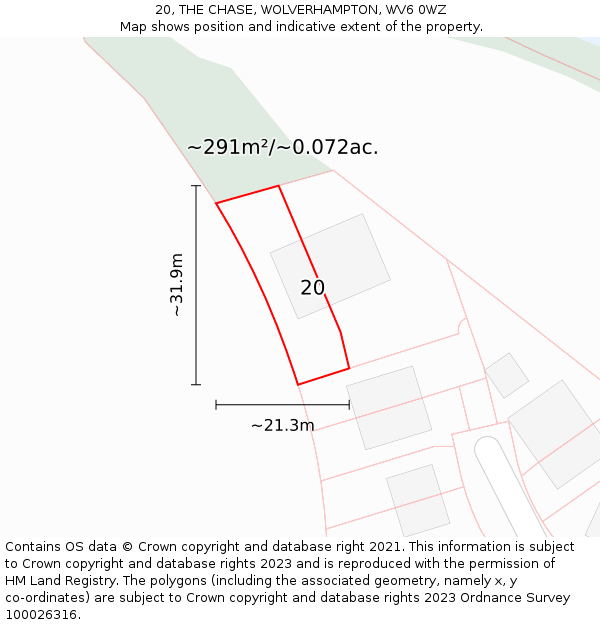20, THE CHASE, WOLVERHAMPTON, WV6 0WZ: Plot and title map