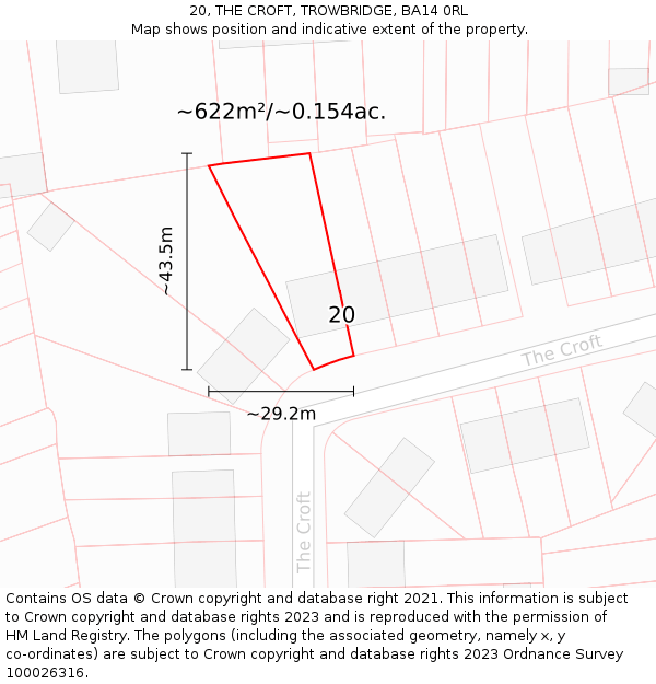 20, THE CROFT, TROWBRIDGE, BA14 0RL: Plot and title map