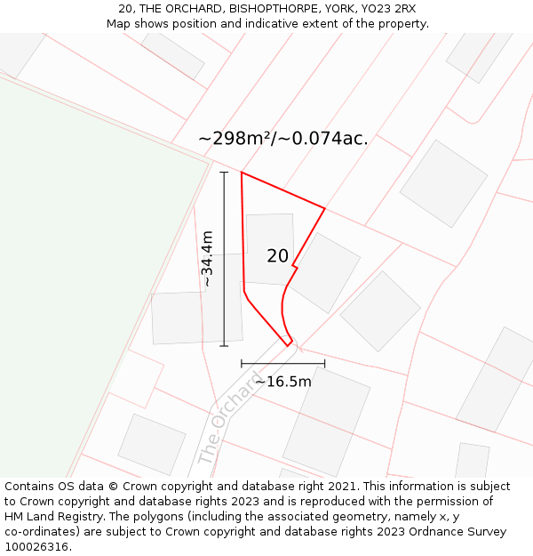 20, THE ORCHARD, BISHOPTHORPE, YORK, YO23 2RX: Plot and title map