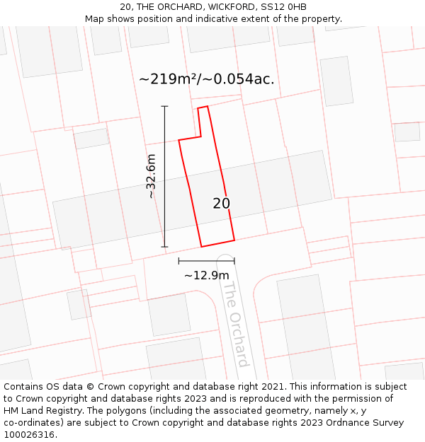 20, THE ORCHARD, WICKFORD, SS12 0HB: Plot and title map