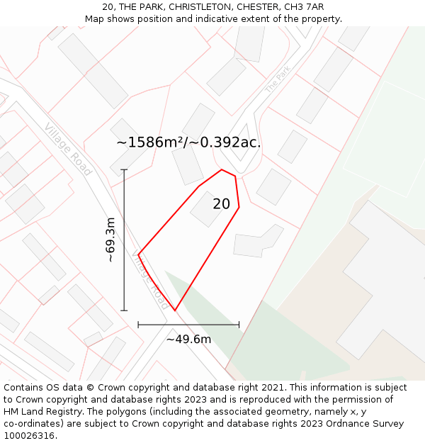 20, THE PARK, CHRISTLETON, CHESTER, CH3 7AR: Plot and title map
