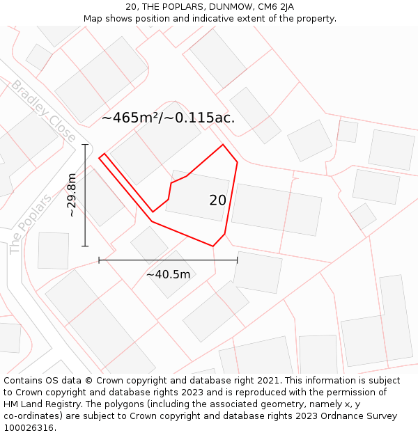 20, THE POPLARS, DUNMOW, CM6 2JA: Plot and title map