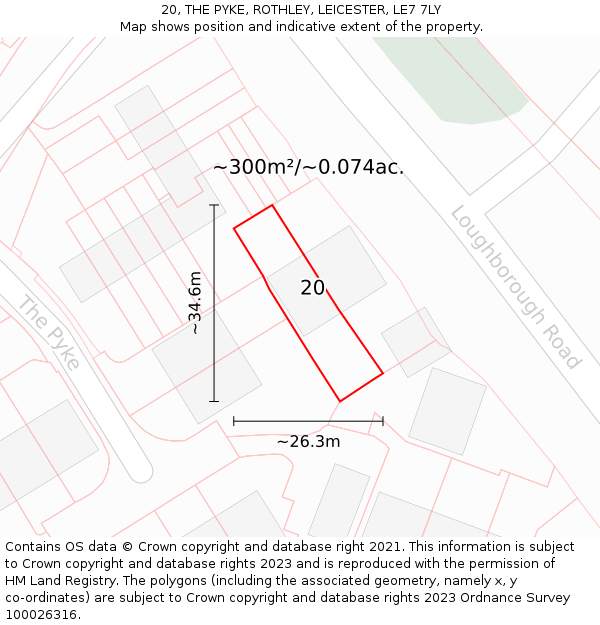 20, THE PYKE, ROTHLEY, LEICESTER, LE7 7LY: Plot and title map