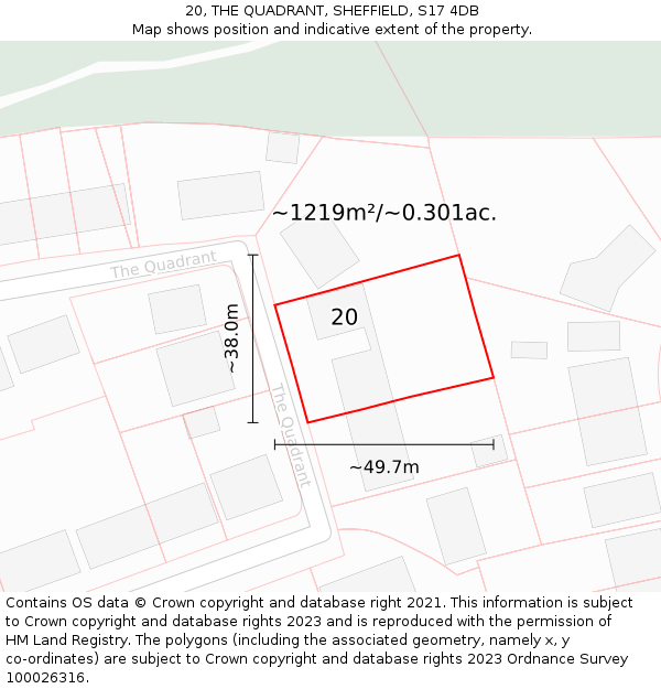 20, THE QUADRANT, SHEFFIELD, S17 4DB: Plot and title map