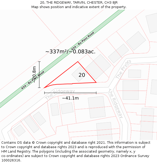 20, THE RIDGEWAY, TARVIN, CHESTER, CH3 8JR: Plot and title map