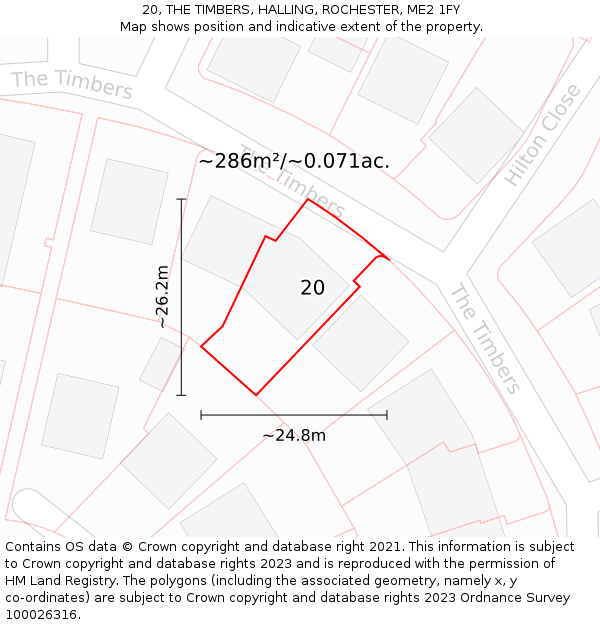 20, THE TIMBERS, HALLING, ROCHESTER, ME2 1FY: Plot and title map