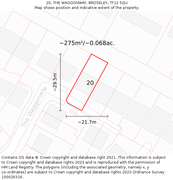 20, THE WAGGONWAY, BROSELEY, TF12 5QU: Plot and title map