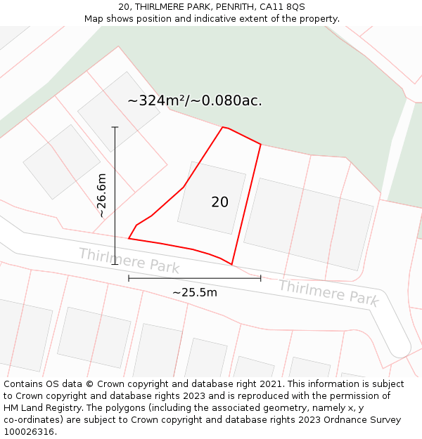 20, THIRLMERE PARK, PENRITH, CA11 8QS: Plot and title map