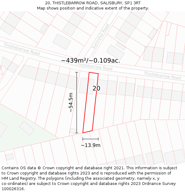 20, THISTLEBARROW ROAD, SALISBURY, SP1 3RT: Plot and title map