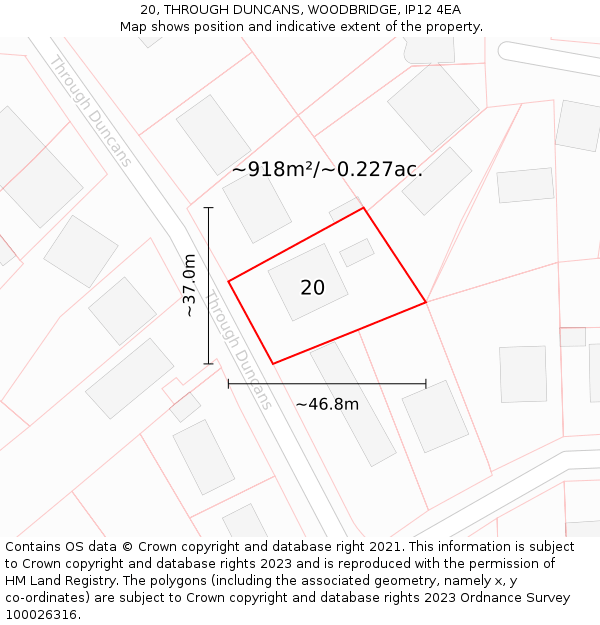20, THROUGH DUNCANS, WOODBRIDGE, IP12 4EA: Plot and title map