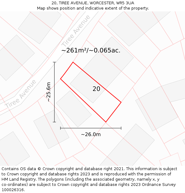 20, TIREE AVENUE, WORCESTER, WR5 3UA: Plot and title map