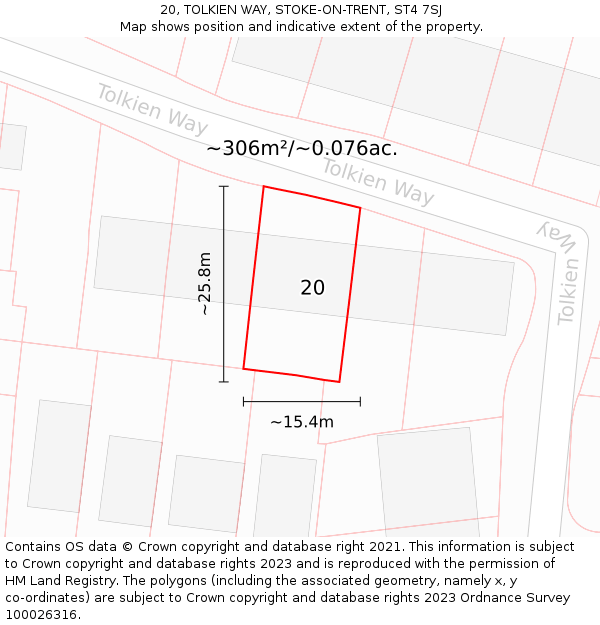 20, TOLKIEN WAY, STOKE-ON-TRENT, ST4 7SJ: Plot and title map