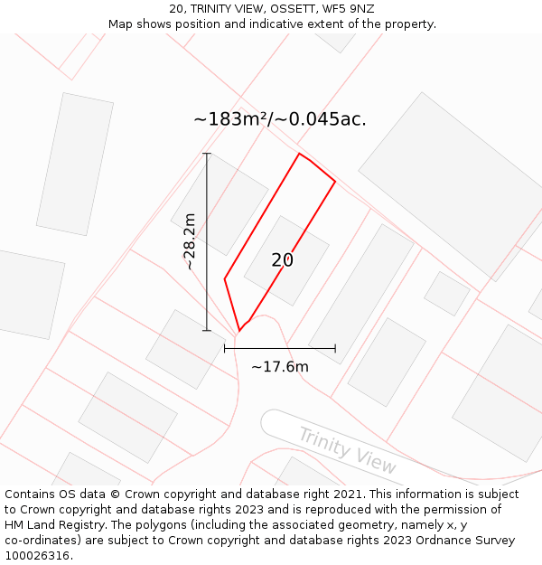 20, TRINITY VIEW, OSSETT, WF5 9NZ: Plot and title map