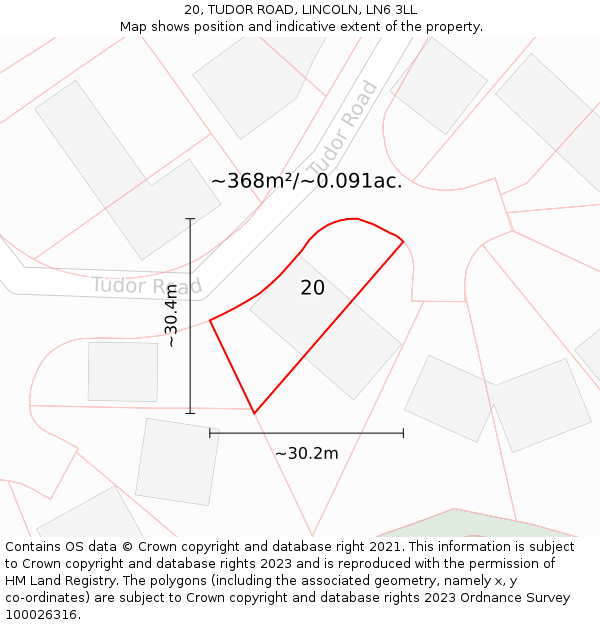 20, TUDOR ROAD, LINCOLN, LN6 3LL: Plot and title map