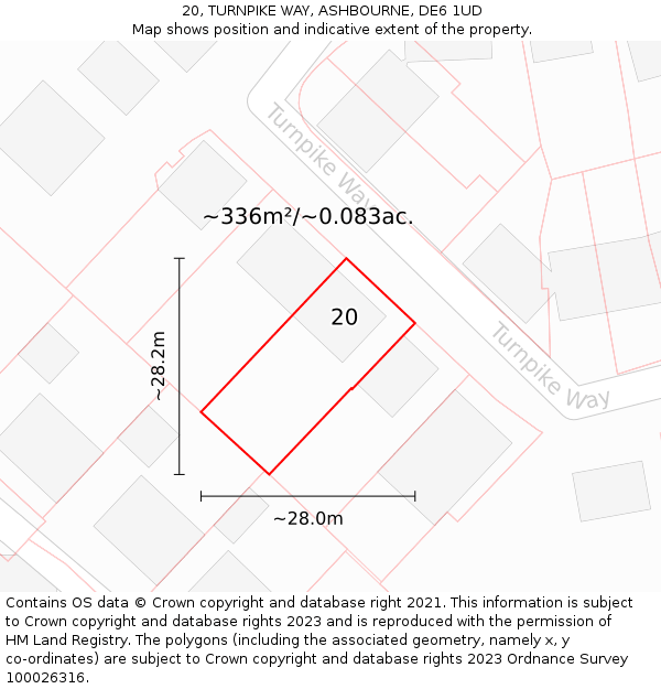 20, TURNPIKE WAY, ASHBOURNE, DE6 1UD: Plot and title map