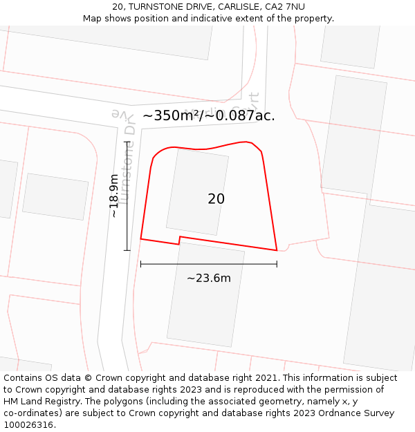 20, TURNSTONE DRIVE, CARLISLE, CA2 7NU: Plot and title map