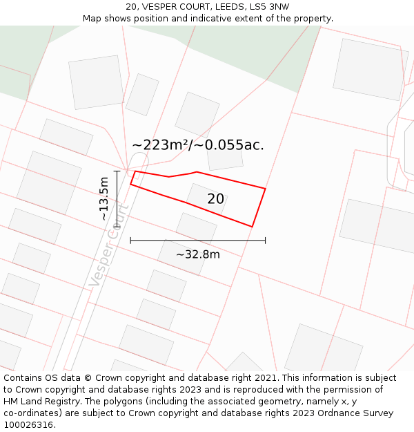 20, VESPER COURT, LEEDS, LS5 3NW: Plot and title map