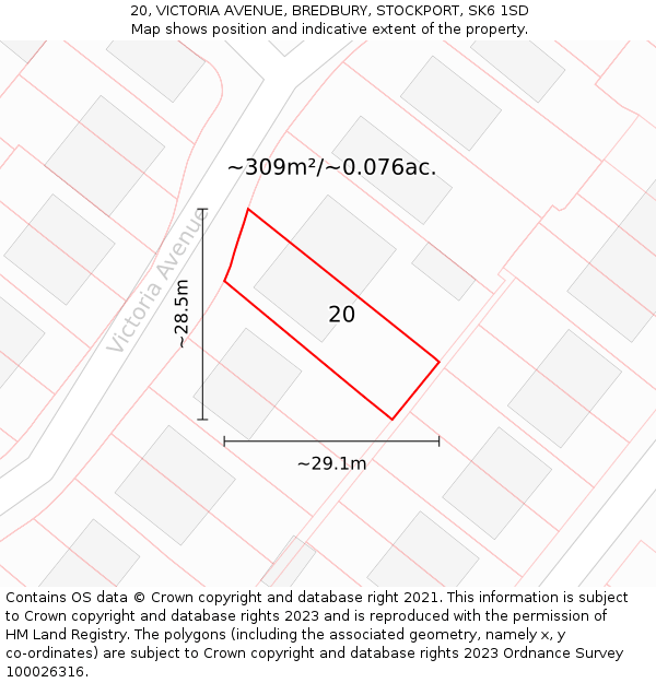 20, VICTORIA AVENUE, BREDBURY, STOCKPORT, SK6 1SD: Plot and title map