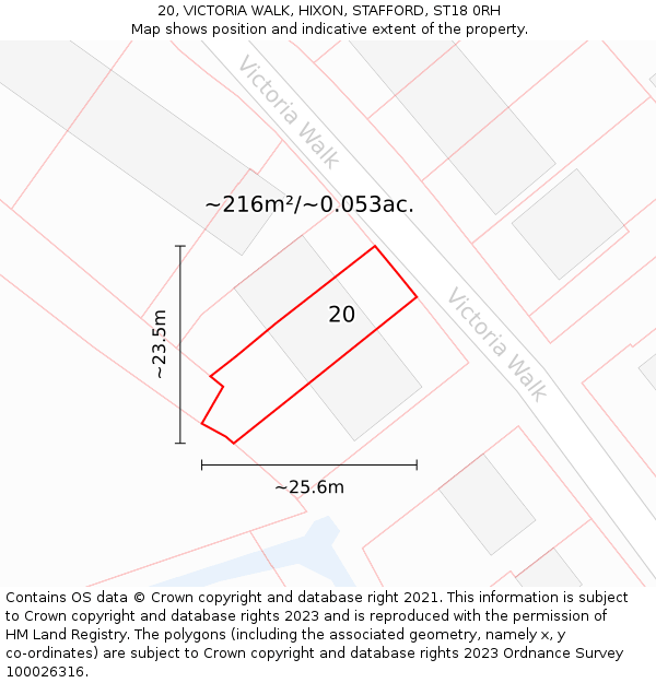 20, VICTORIA WALK, HIXON, STAFFORD, ST18 0RH: Plot and title map