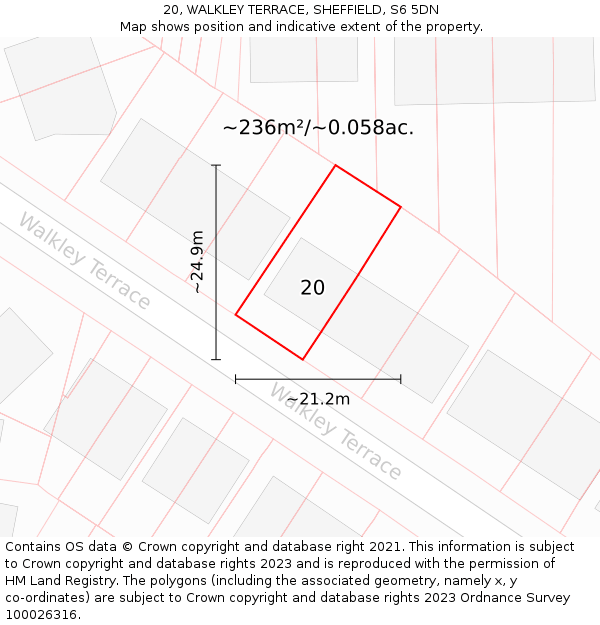 20, WALKLEY TERRACE, SHEFFIELD, S6 5DN: Plot and title map