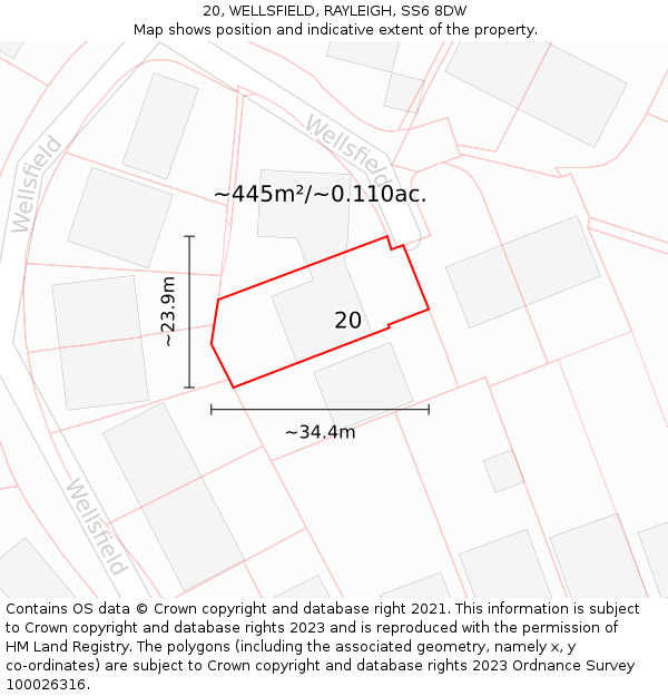 20, WELLSFIELD, RAYLEIGH, SS6 8DW: Plot and title map