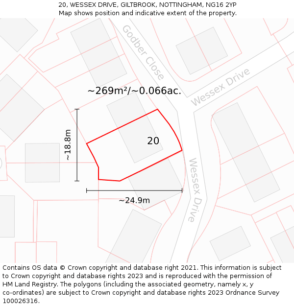 20, WESSEX DRIVE, GILTBROOK, NOTTINGHAM, NG16 2YP: Plot and title map