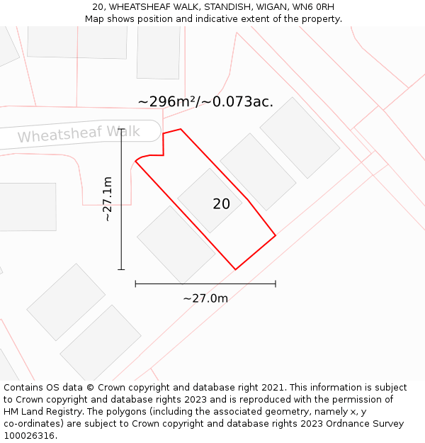 20, WHEATSHEAF WALK, STANDISH, WIGAN, WN6 0RH: Plot and title map