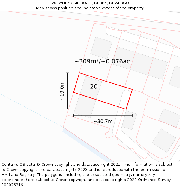 20, WHITSOME ROAD, DERBY, DE24 3GQ: Plot and title map