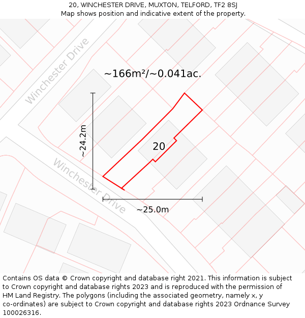 20, WINCHESTER DRIVE, MUXTON, TELFORD, TF2 8SJ: Plot and title map