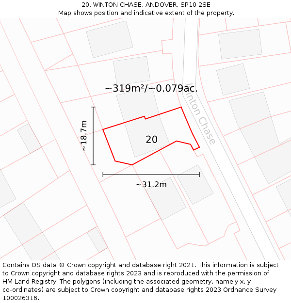 20, WINTON CHASE, ANDOVER, SP10 2SE: Plot and title map