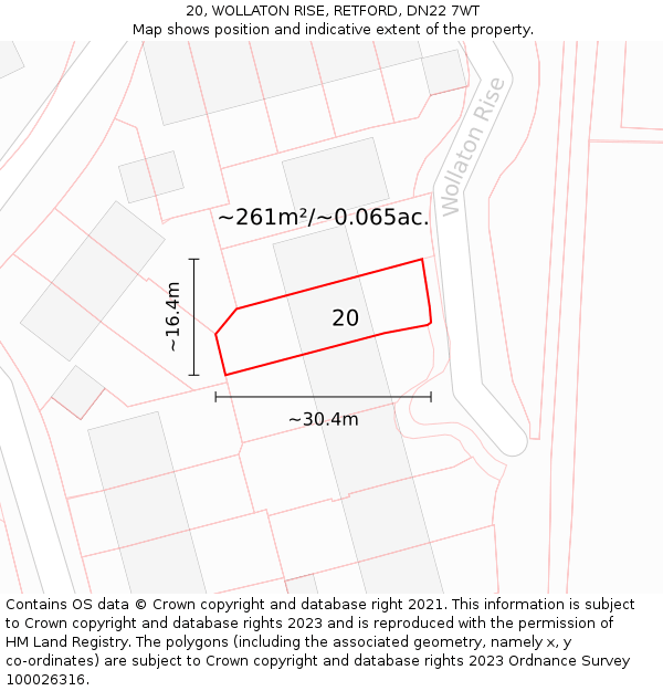 20, WOLLATON RISE, RETFORD, DN22 7WT: Plot and title map