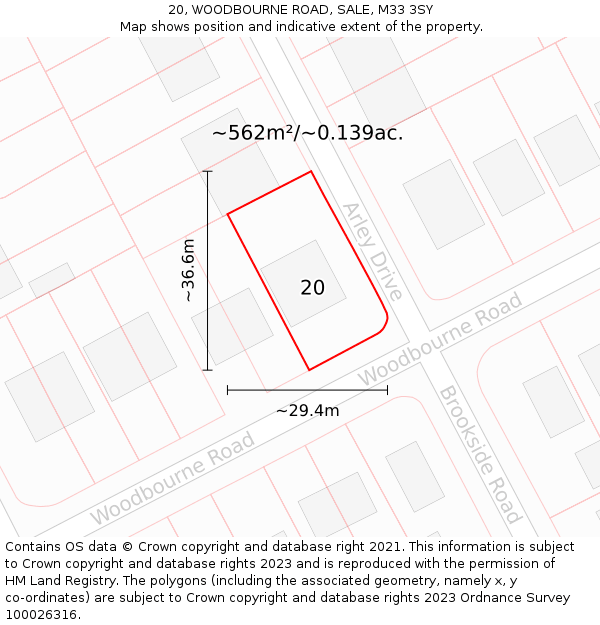 20, WOODBOURNE ROAD, SALE, M33 3SY: Plot and title map