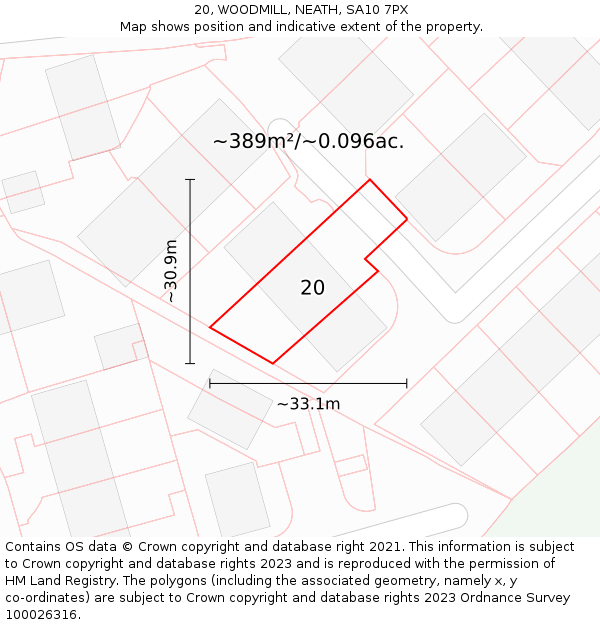 20, WOODMILL, NEATH, SA10 7PX: Plot and title map