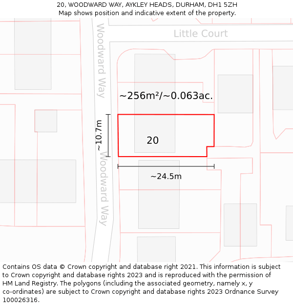 20, WOODWARD WAY, AYKLEY HEADS, DURHAM, DH1 5ZH: Plot and title map