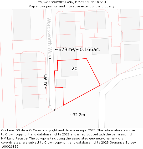 20, WORDSWORTH WAY, DEVIZES, SN10 5FN: Plot and title map