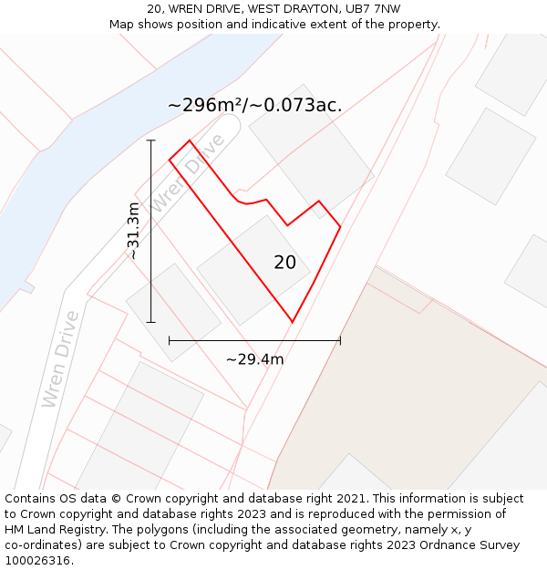 20, WREN DRIVE, WEST DRAYTON, UB7 7NW: Plot and title map