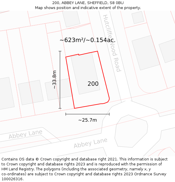 200, ABBEY LANE, SHEFFIELD, S8 0BU: Plot and title map