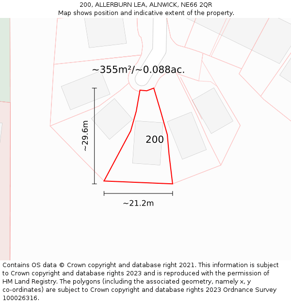 200, ALLERBURN LEA, ALNWICK, NE66 2QR: Plot and title map