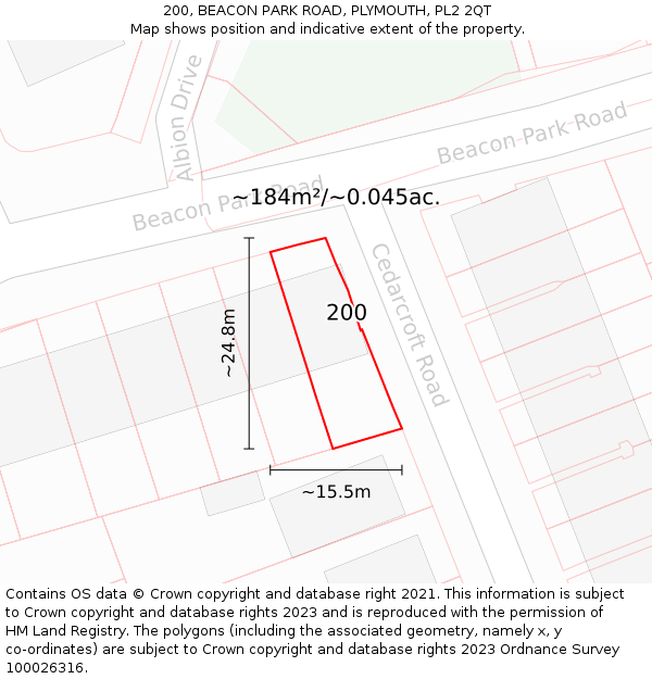 200, BEACON PARK ROAD, PLYMOUTH, PL2 2QT: Plot and title map