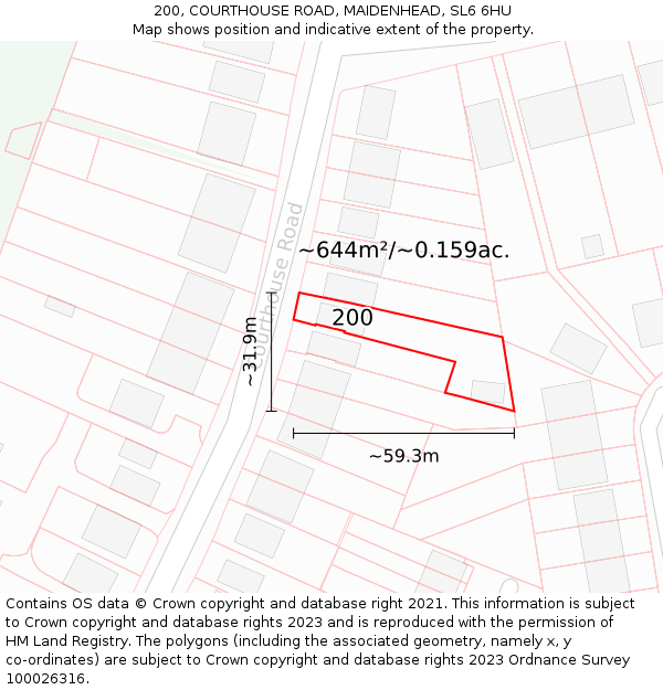200, COURTHOUSE ROAD, MAIDENHEAD, SL6 6HU: Plot and title map