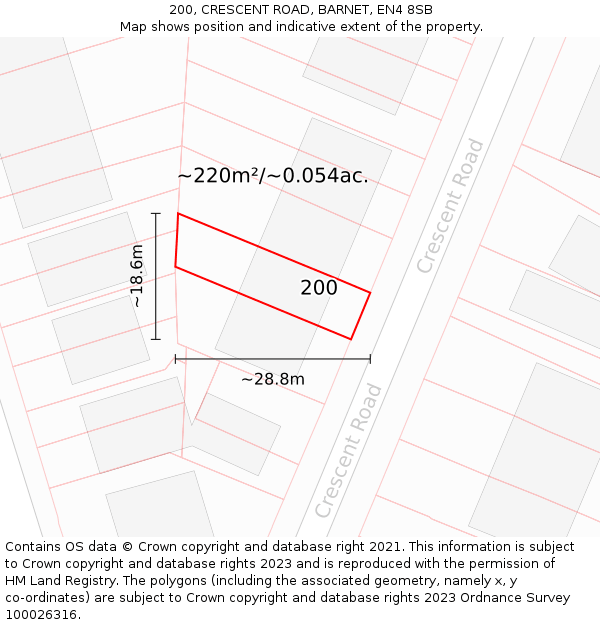 200, CRESCENT ROAD, BARNET, EN4 8SB: Plot and title map