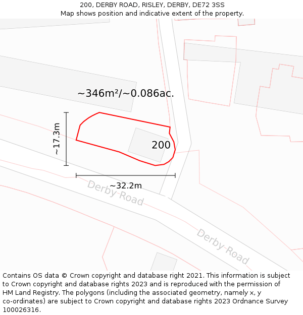 200, DERBY ROAD, RISLEY, DERBY, DE72 3SS: Plot and title map