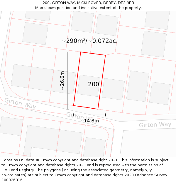200, GIRTON WAY, MICKLEOVER, DERBY, DE3 9EB: Plot and title map