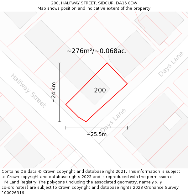 200, HALFWAY STREET, SIDCUP, DA15 8DW: Plot and title map