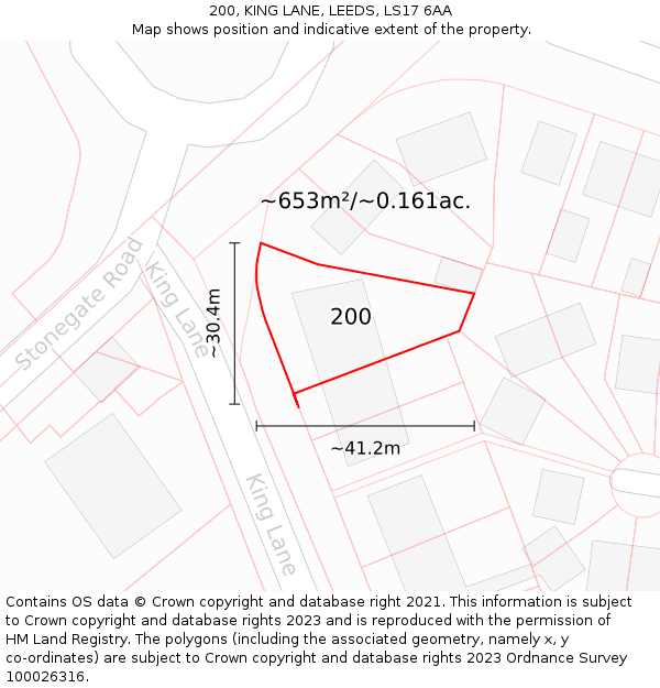 200, KING LANE, LEEDS, LS17 6AA: Plot and title map