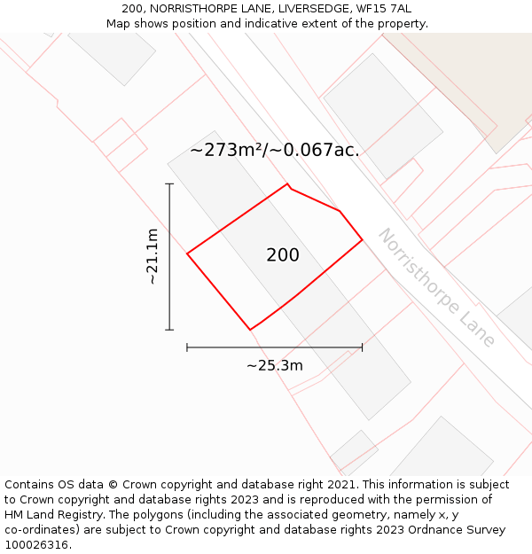 200, NORRISTHORPE LANE, LIVERSEDGE, WF15 7AL: Plot and title map