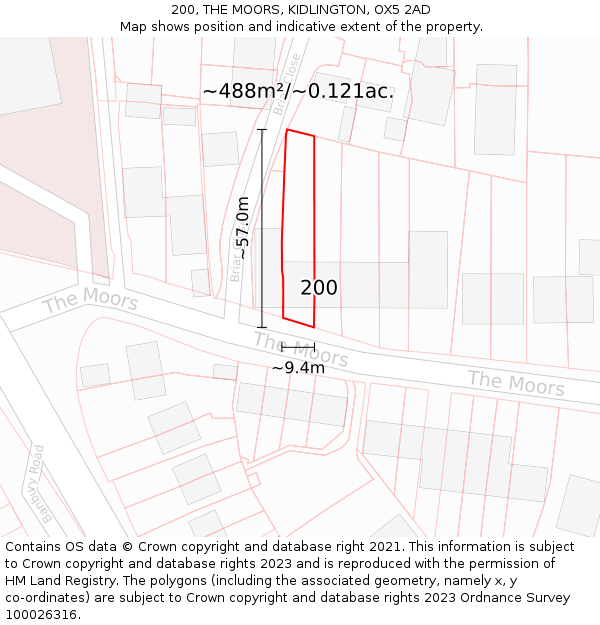 200, THE MOORS, KIDLINGTON, OX5 2AD: Plot and title map